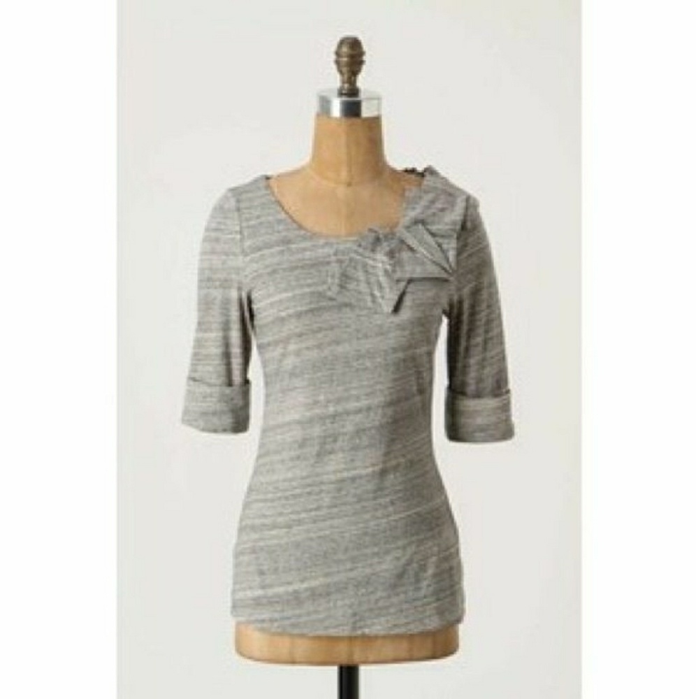 Gray Women's Top with Bow Detail